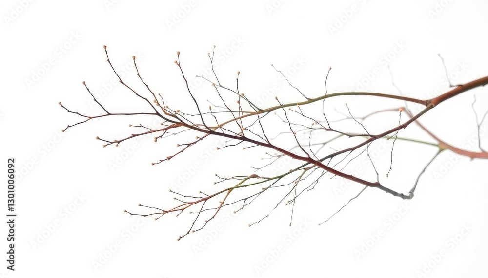 Delicate, bare branches isolated against a pure white backdrop, graphic, isolated Delicate, bare branches isolated against a pure white backdrop, graphic, isolated