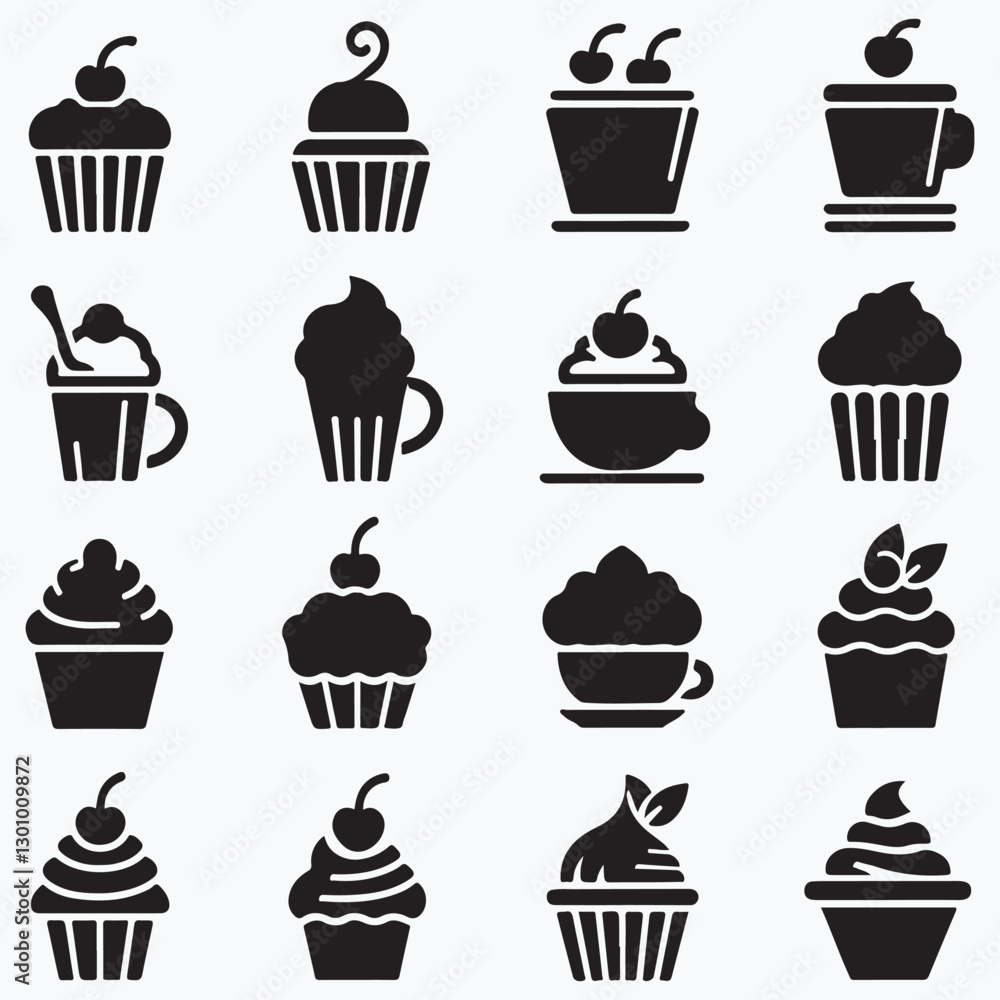 Fototapeta premium set of cupcakes design on a white background