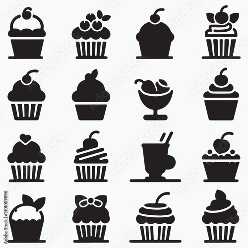 Obraz na płótnie set of cupcakes design on a white background w salonie