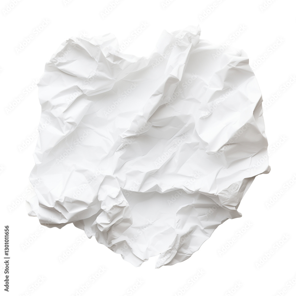 Obraz premium Crumpled White Paper Sheet with Wrinkled Edges - Isolated on Transparent Background