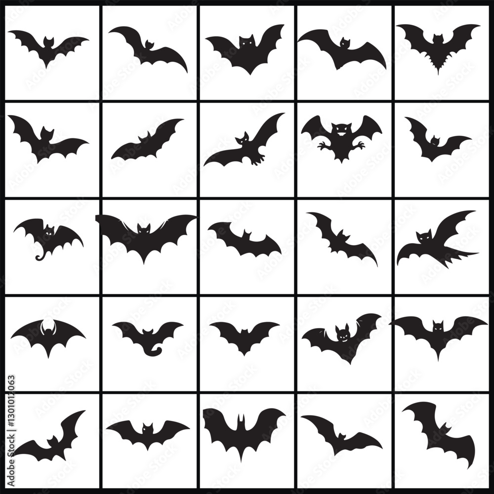 Fototapeta premium set of vector silhouette bat icons for design