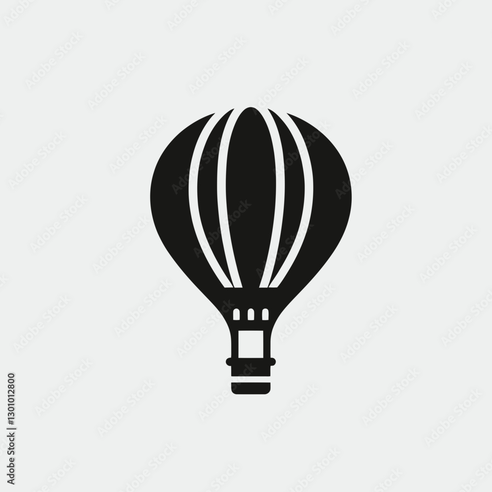 very simple flat and single minimalist Hot Air Balloon Silhouette in black on a white background very simple flat and single minimalist Hot Air Balloon Silhouette in black on a white background