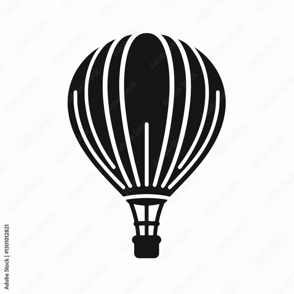 Fototapeta premium very simple flat and single minimalist Hot Air Balloon Silhouette in black on a white background
