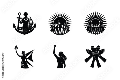Empowering Woman's Rights Protest, Solidarity, and Freedom Icons