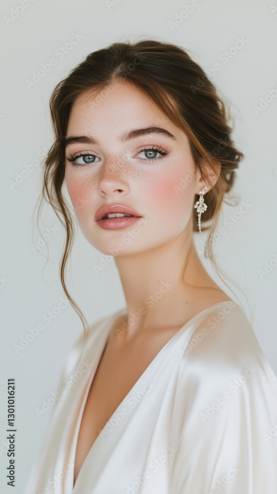 Elegant Bride with Natural Glam Makeup and Flawless Skin Elegant Bride with Natural Glam Makeup and Flawless Skin