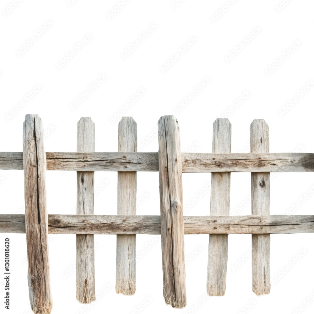 Obraz premium Rustic Wooden Fence On transparent background
