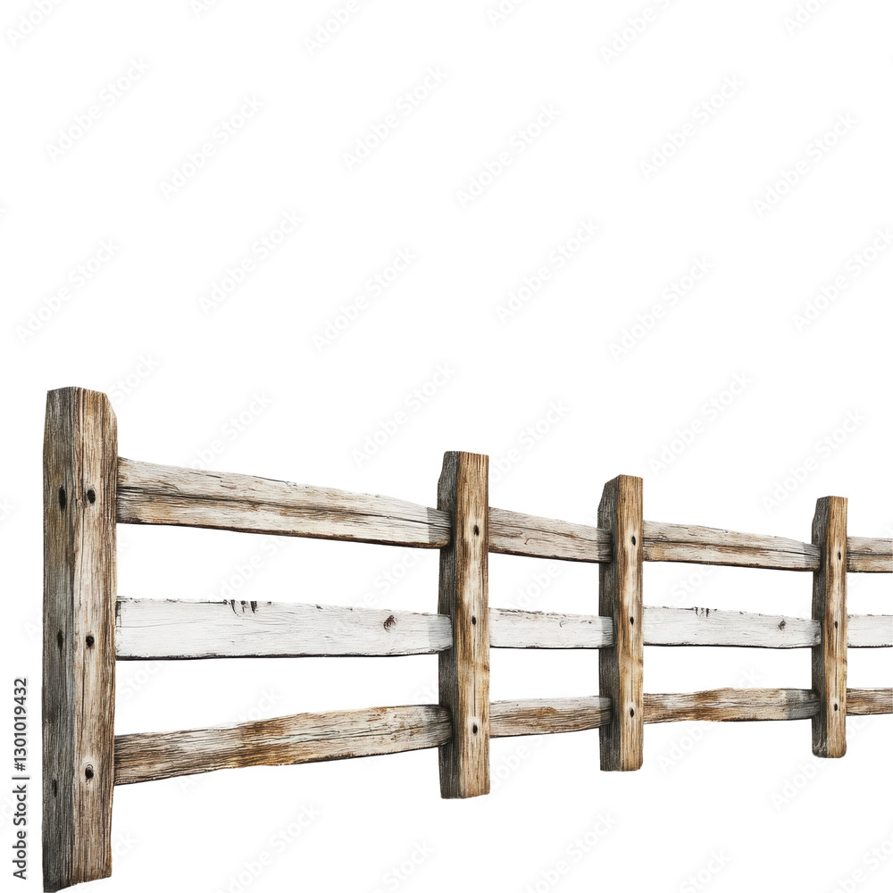 Obraz premium Rustic Wooden Fence On transparent background
