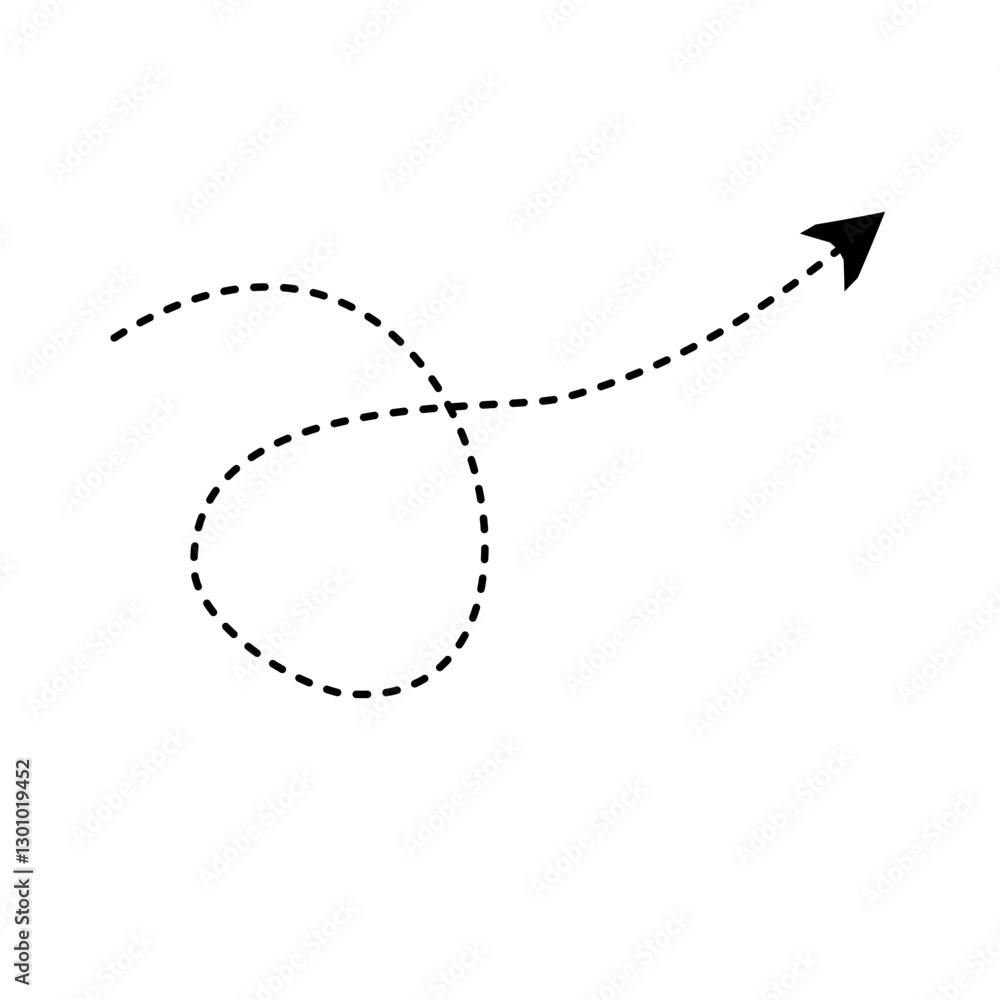 Black arrow icon on transparent background. Dashed style arrow icon for your web site design, logo, app, UI. arrow indicated the direction symbol. curved dash arrow sign. Black arrow icon on transparent background. Dashed style arrow icon for your web site design, logo, app, UI. arrow indicated the direction symbol. curved dash arrow sign.