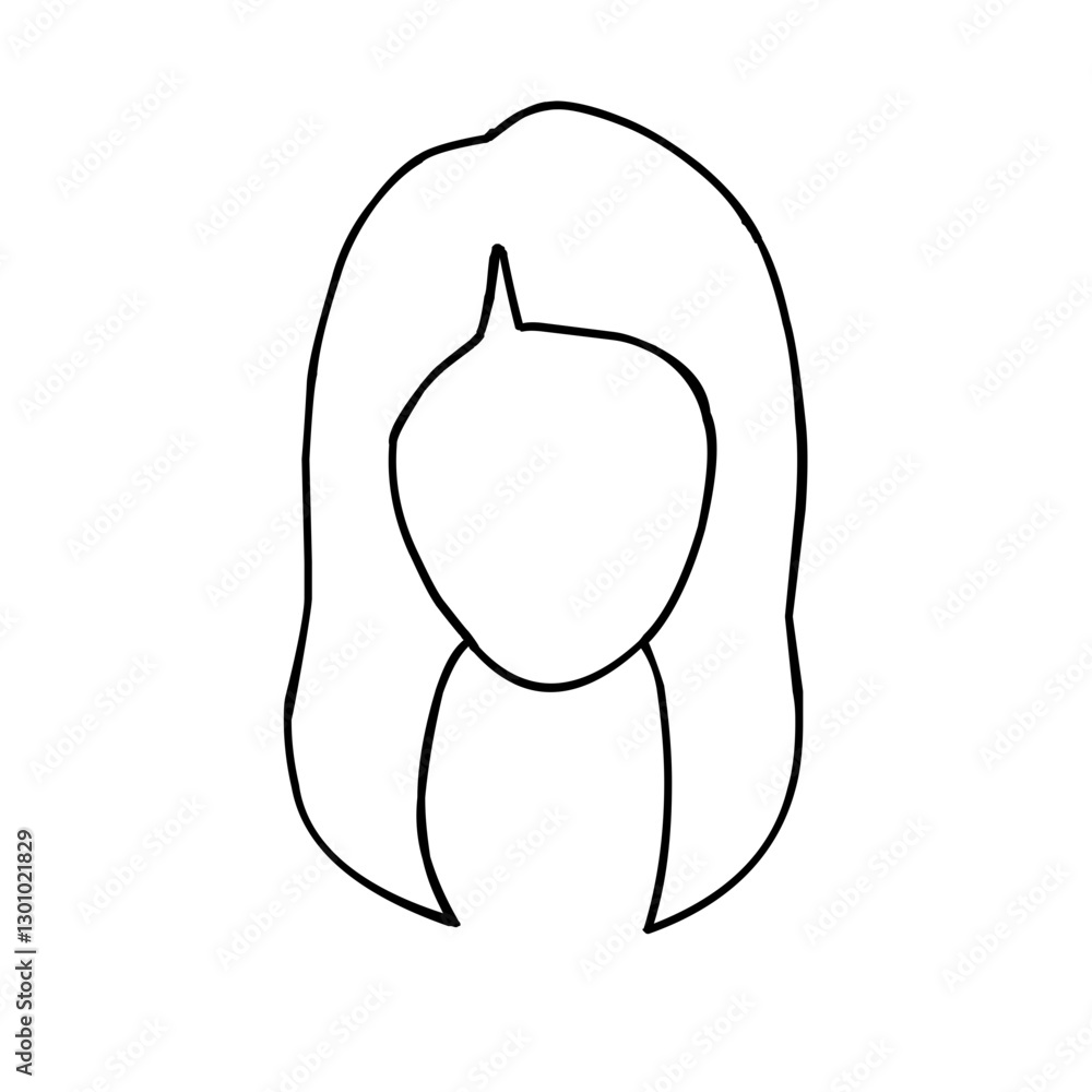 vector illustration of a female head with long hair