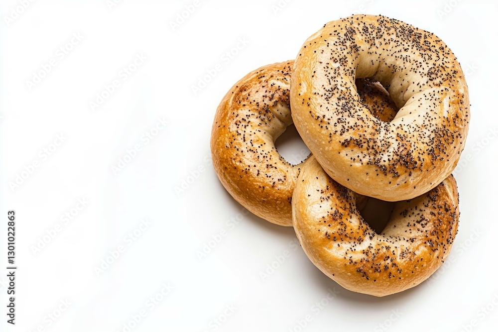 Poppy seed bagels on white background. AI image Poppy seed bagels on white background. AI image