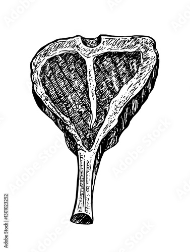 Detailed vector engraving of a meat cut showcasing texture and structure for culinary product design