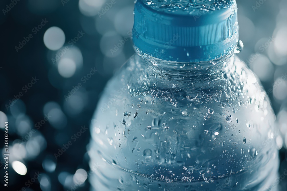 Close-up of a Condensation-Covered Water Bottle Close-up of a Condensation-Covered Water Bottle