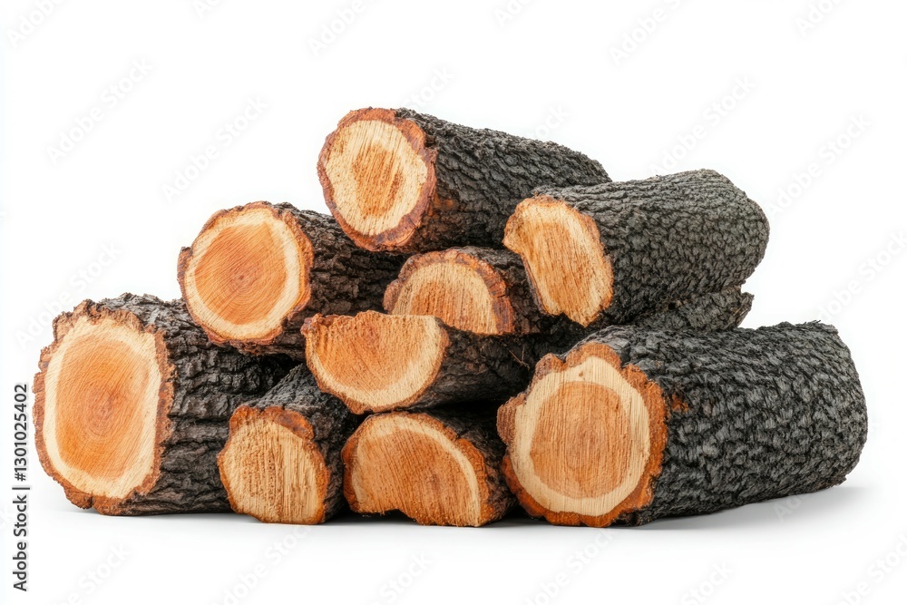 Stack of natural logs on white background. AI image Stack of natural logs on white background. AI image