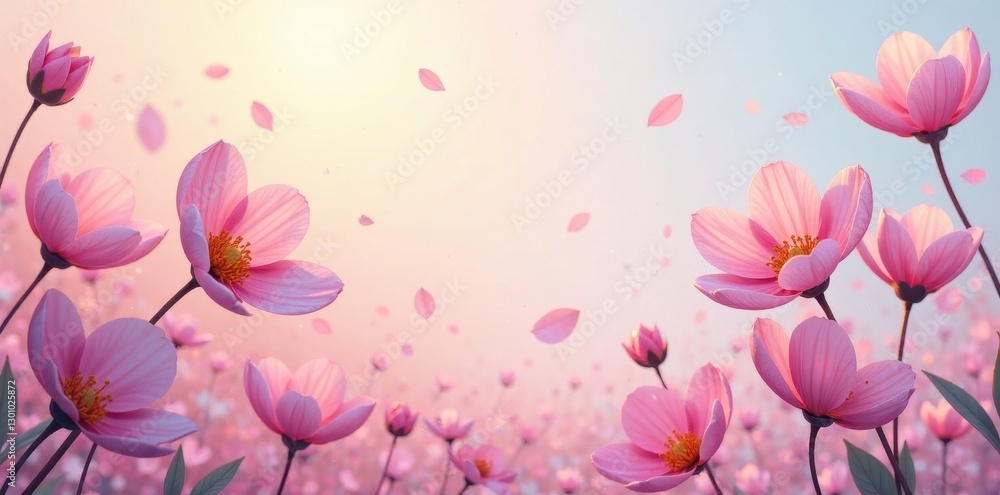 Abstract pastel swirls, delicate flower silhouettes , spring vector background, element, subtle Abstract pastel swirls, delicate flower silhouettes , spring vector background, element, subtle