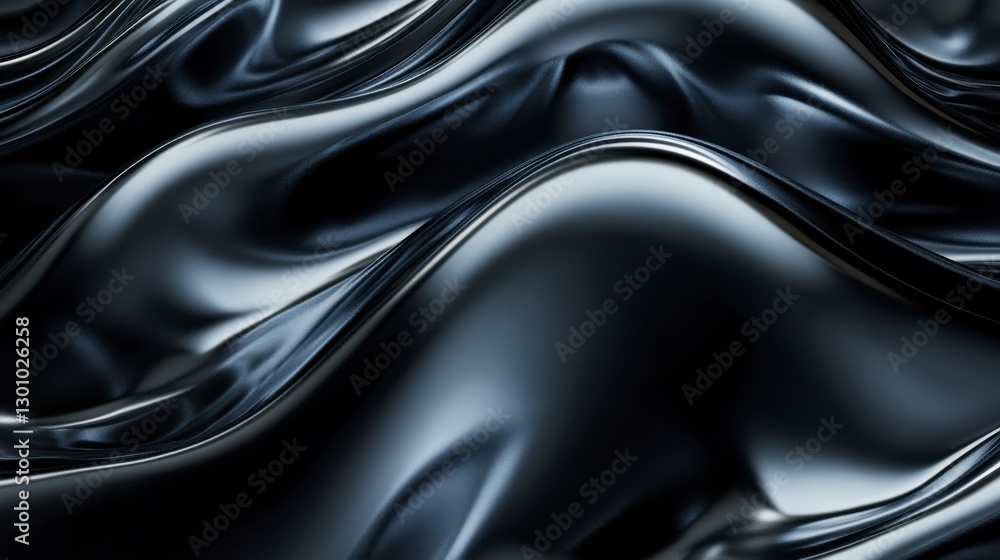 Abstract Dark Gray and Black Flowing Fabric Texture
