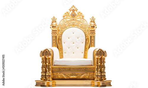  Golden throne displayed against on a transparent background