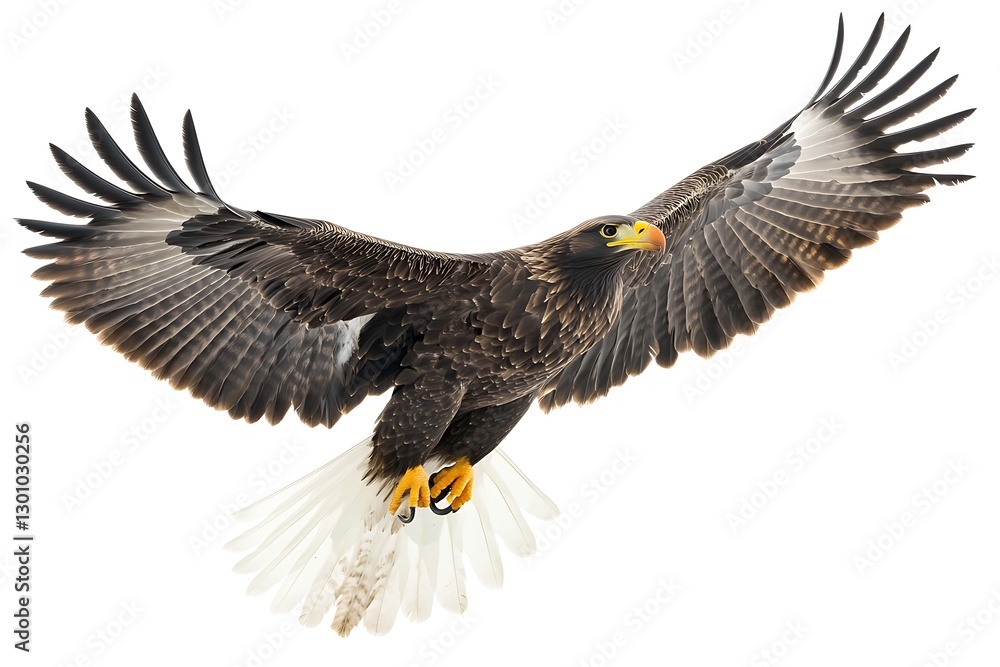 Obraz premium Eagle soaring in flight, isolated on a white background