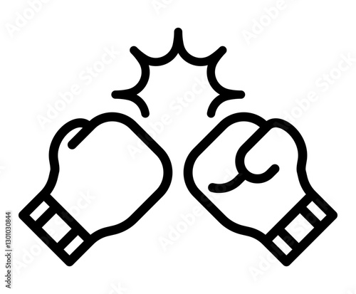 icon of two boxing gloves colliding with an impact effect symbolizing competition rivalry conflict or a head-to-head battle.