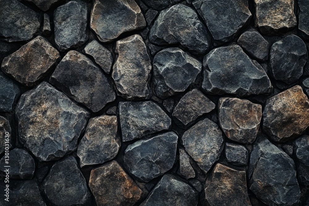 Dark stone wall texture with natural patterns. AI image Dark stone wall texture with natural patterns. AI image