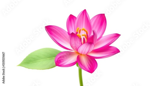 A single vibrant bloom, petals perfectly formed, isolated against a pure white backdrop, high resolution, nature