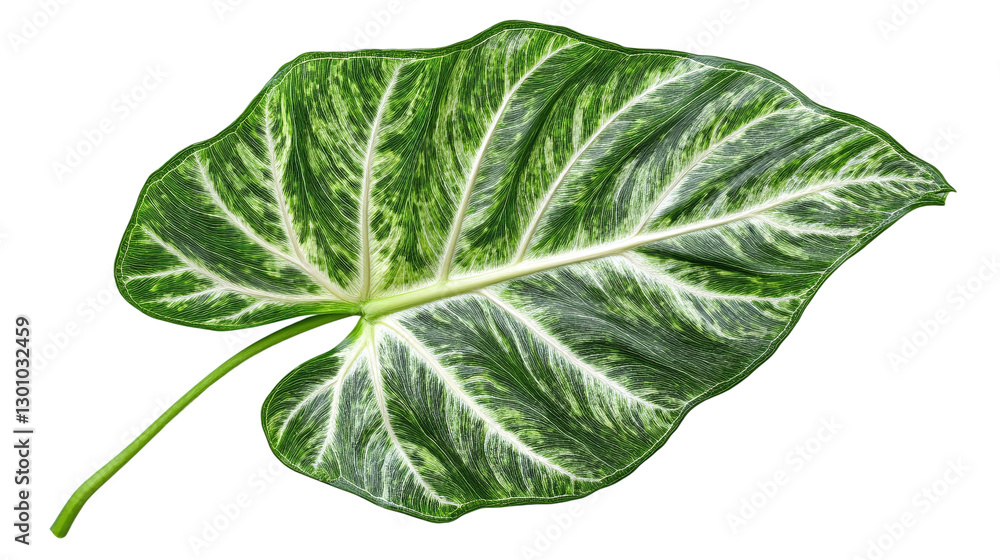 Obraz premium Exquisite caladium leaf isolated on transparent background - tropical botanical png.