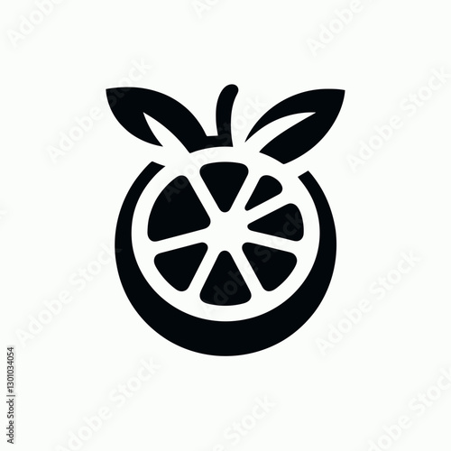 very simple flat and single minimalist Lemon Silhouette in black on a white background