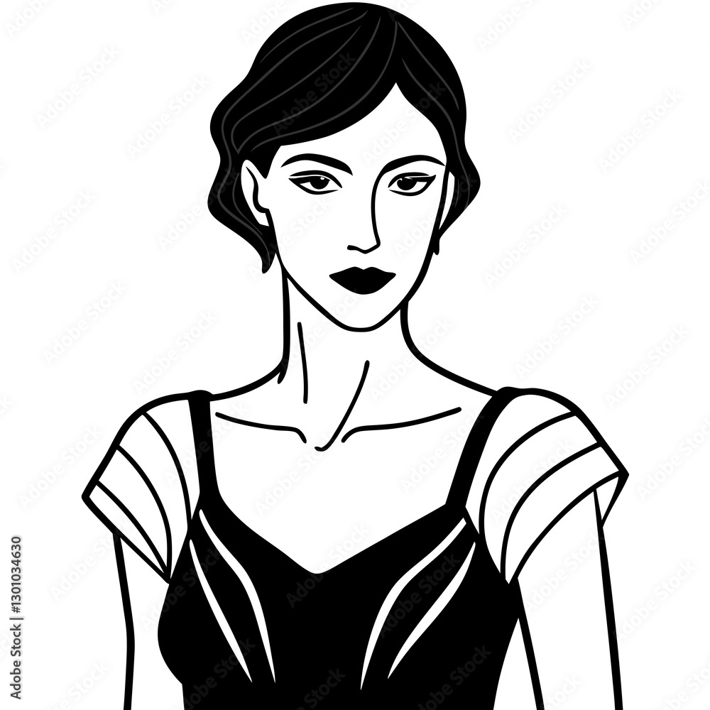 Minimalistic black and white illustration showcasing a woman with a confident expression and modern fashion sense, featuring clean lines and bold contrasts.
Minimalistic black and white illustration showcasing a woman with a confident expression and modern fashion sense, featuring clean lines and bold contrasts.