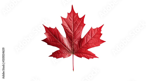 Red maple leaf isolated on transparent background - fall foliage in high-resolution png.