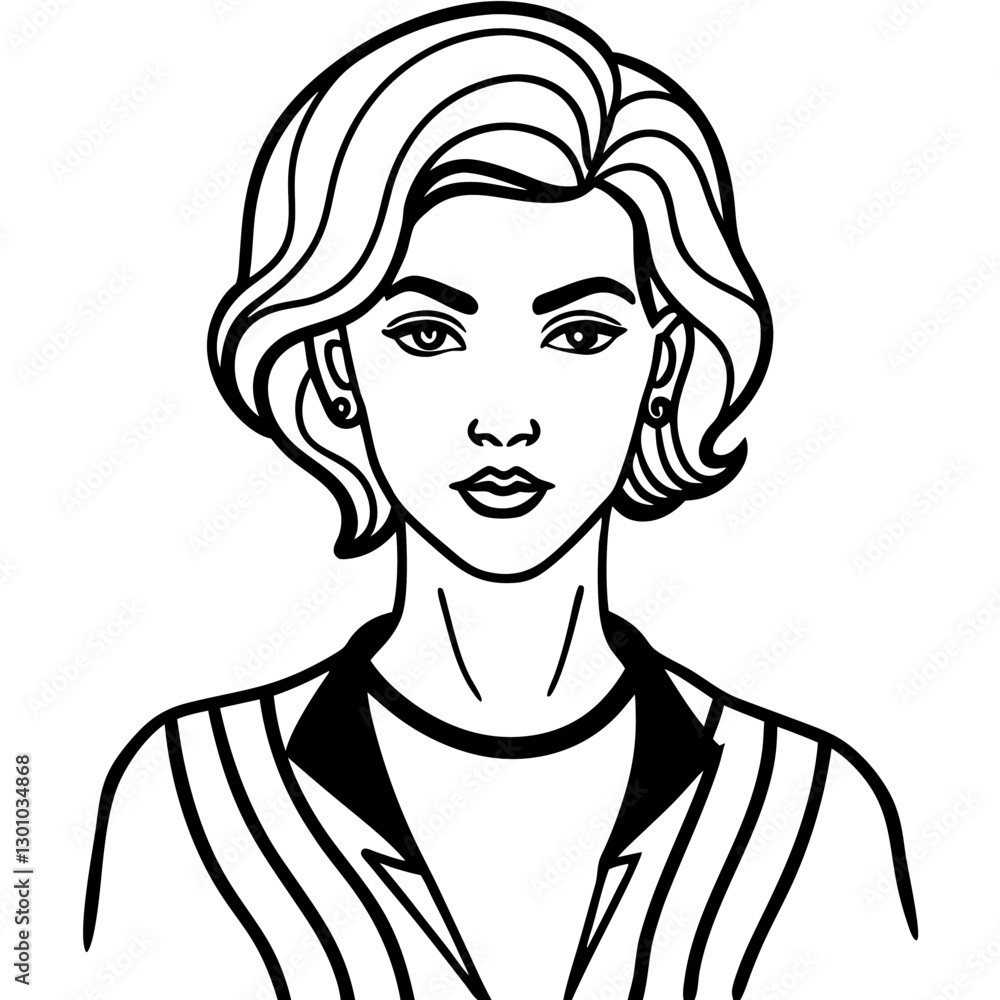 Minimalistic black and white illustration showcasing a woman with a confident expression and modern fashion sense, featuring clean lines and bold contrasts.
Minimalistic black and white illustration showcasing a woman with a confident expression and modern fashion sense, featuring clean lines and bold contrasts.