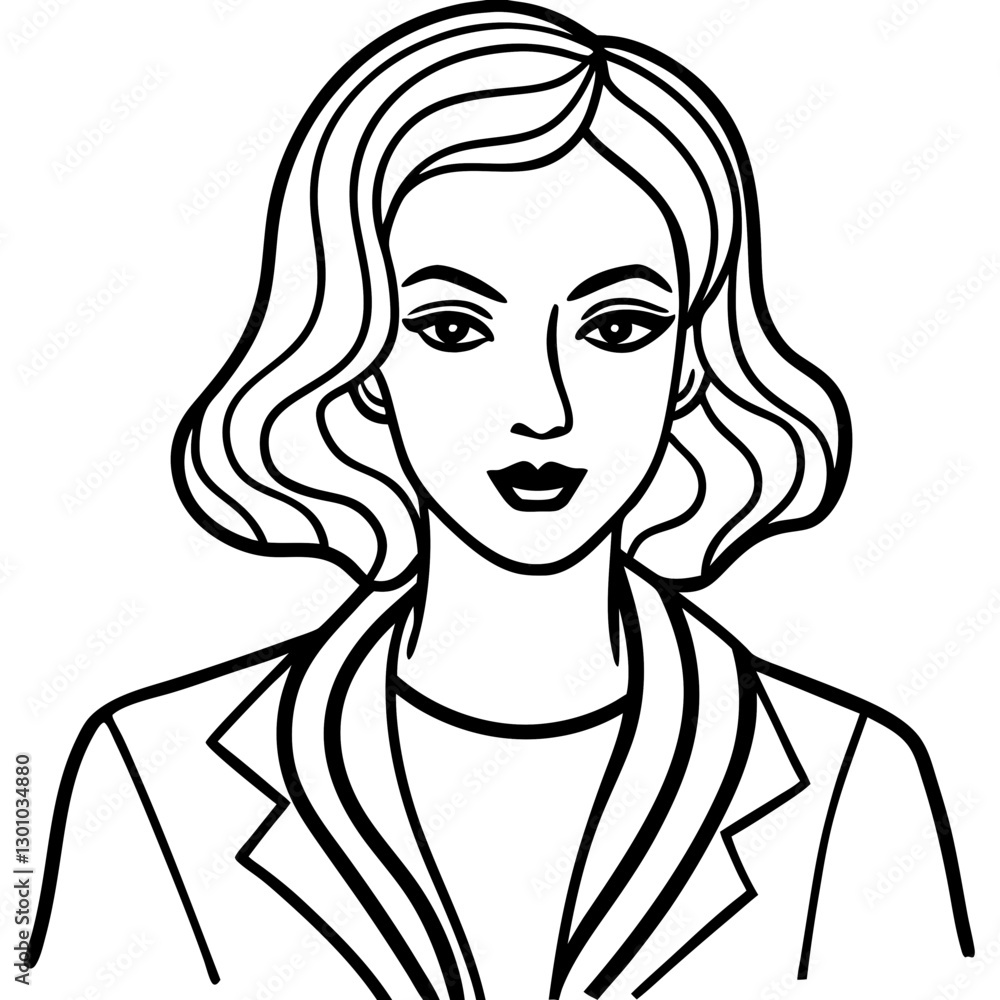 Elegant Illustrative Portrait of Woman in Stylish Attire, Black and White Illustration
Elegant Illustrative Portrait of Woman in Stylish Attire, Black and White Illustration
