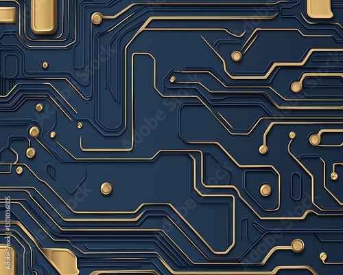 Wallpaper Mural Blue and gold circuit board design, technology background Torontodigital.ca