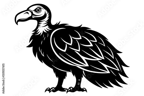 Black Vulture Vector Illustration. Majestic Bird Design