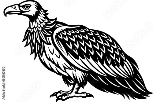 Black Vulture Vector Illustration. Majestic Bird Design