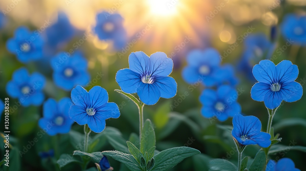 Selective focus on field veronica Chamaedrys little blue flowers illuminated by sunlight. Selective focus on field veronica Chamaedrys little blue flowers illuminated by sunlight.