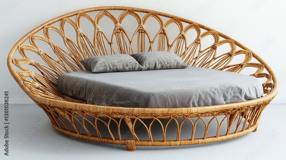 Fototapeta premium Round Woven Bed, Modern Interior