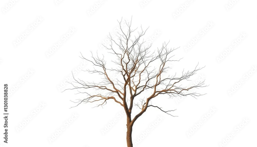 Lone deciduous tree, stark branches against pure white, single tree, minimalist Lone deciduous tree, stark branches against pure white, single tree, minimalist