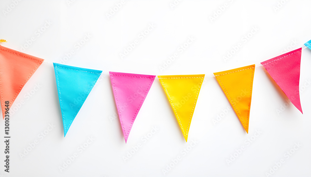 Bright flags on white background. Party decoration Bright flags on white background. Party decoration