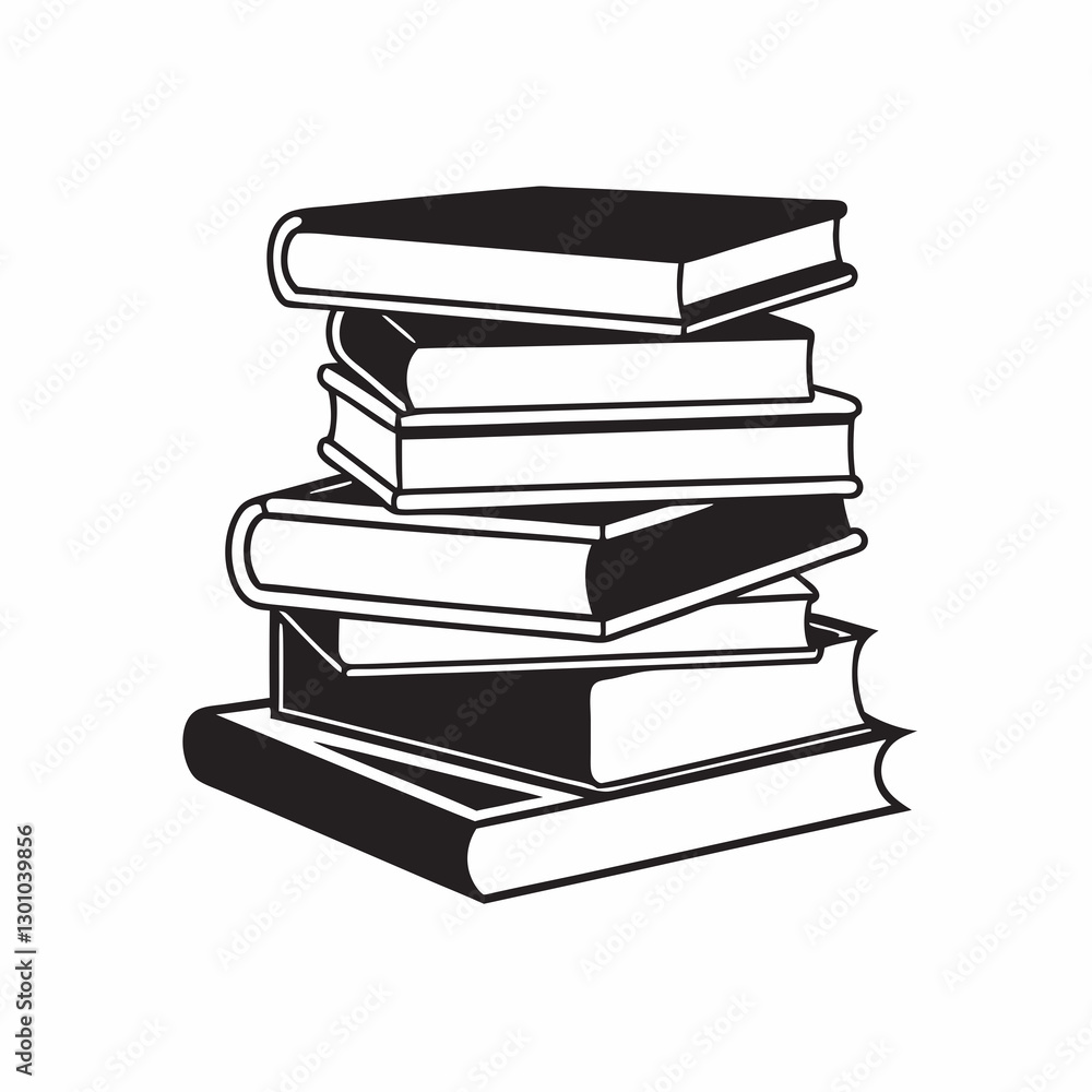 Stack of books in black and white Stack of books in black and white