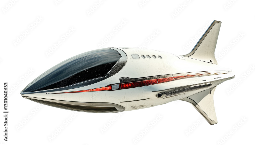 Futuristic spaceship design for concept art and science fiction stories featuring a sleek white exterior and streamlined shape, cut out Futuristic spaceship design for concept art and science fiction stories featuring a sleek white exterior and streamlined shape, cut out