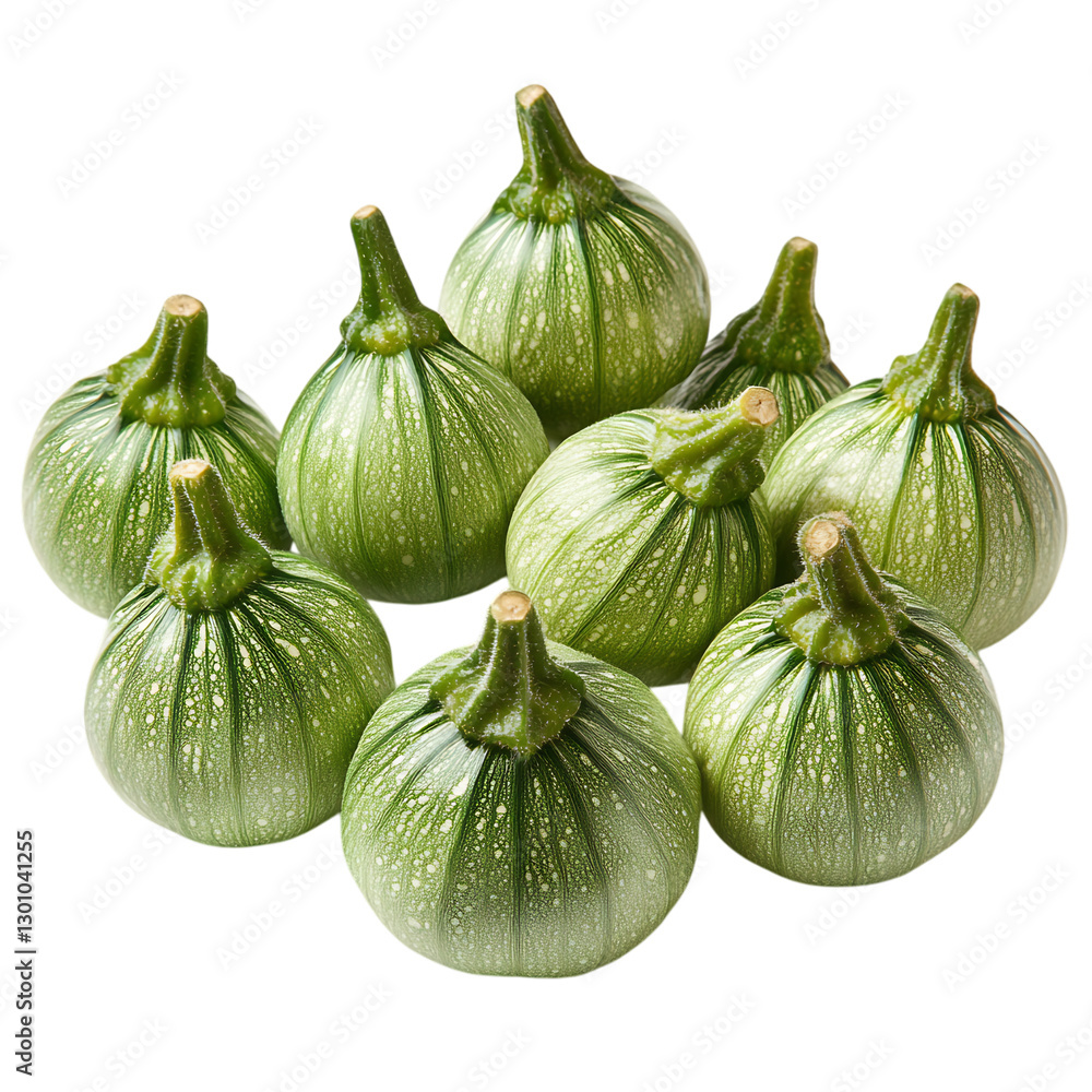 Obraz premium A Group of Green Zucchini Isolated on Transparent Background