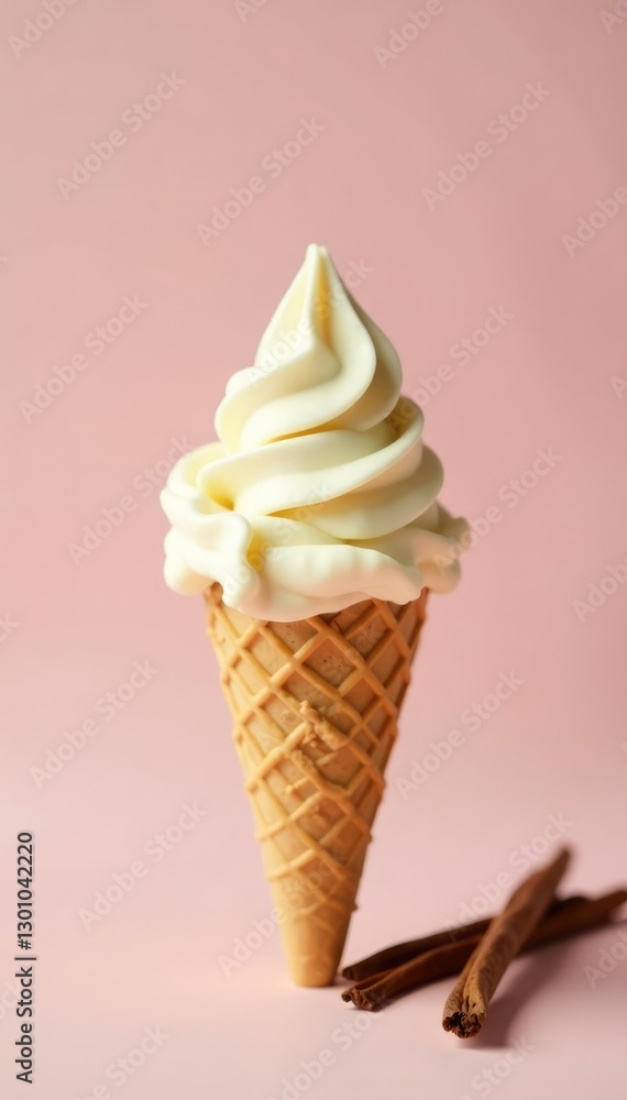 Single scoop of vanilla ice cream on a simple background, sweet, vanilla Single scoop of vanilla ice cream on a simple background, sweet, vanilla