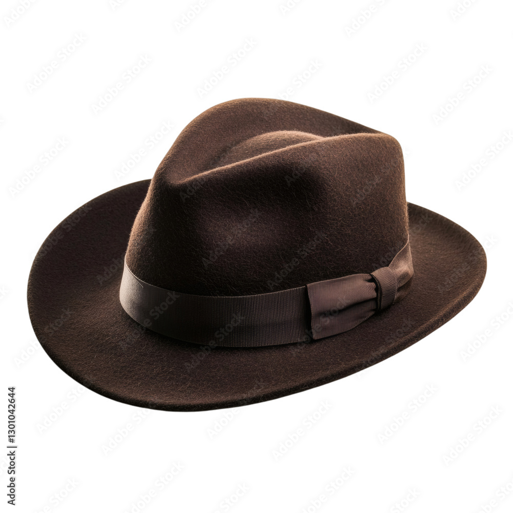 Dark Brown Wool Hat with Wide Brim and Bow Isolated on Transparent Background Dark Brown Wool Hat with Wide Brim and Bow Isolated on Transparent Background