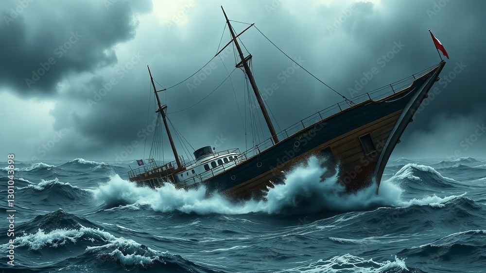 Obraz premium old ship in the sea
