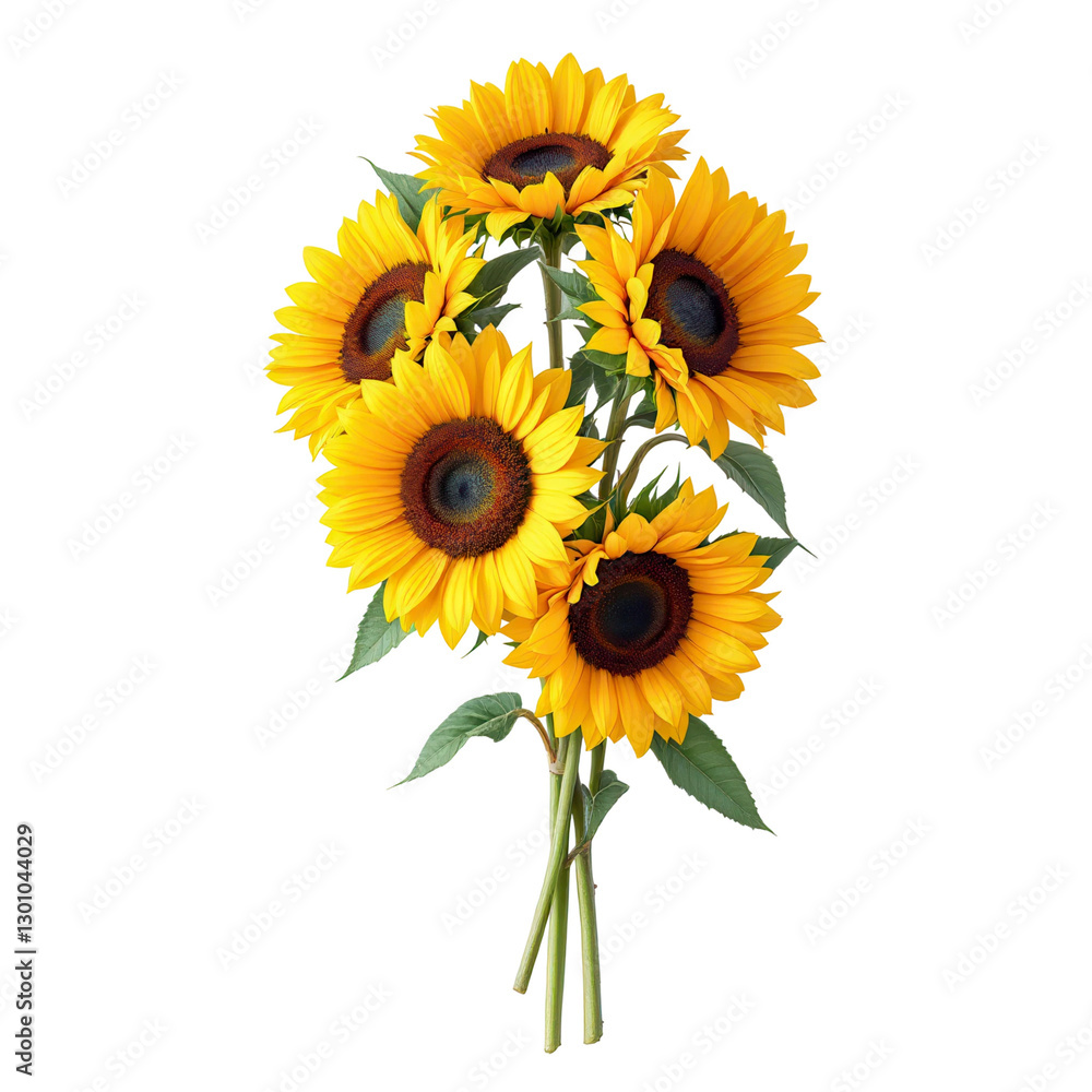 Naklejka premium Sunflower Bouquet on Transparent Background