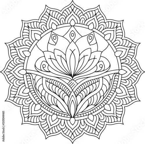 mandala design image silhouette vector style, white backgroundFlower Vintage decorative elements Oriental. Round ornament, mandala,