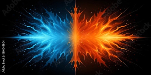 Electric blue and orange background. effect thunderbolt on black background. versus