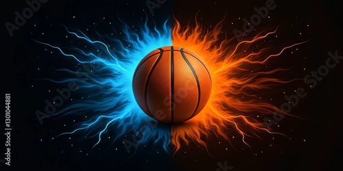 Electric blue and orange background. effect thunderbolt on black background. versus