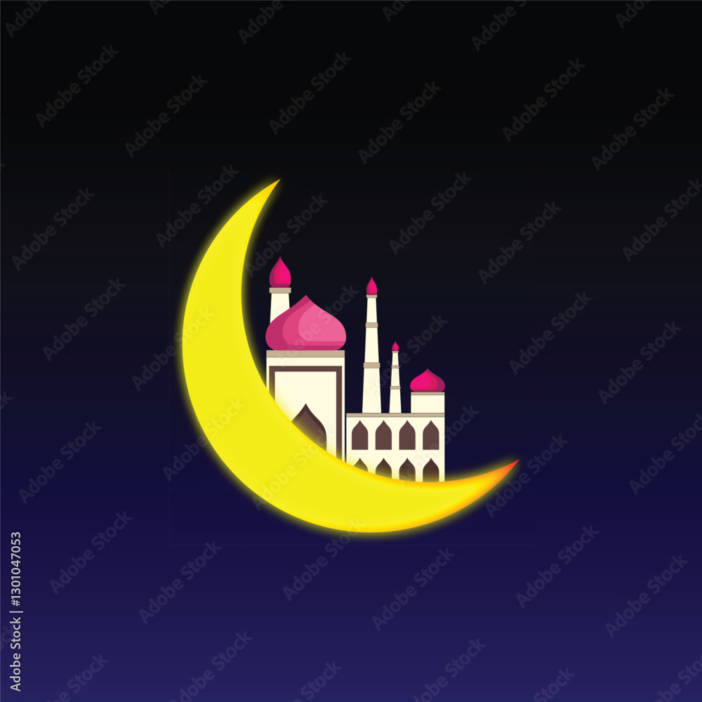 vector illustration of moon mosque vector illustration of moon mosque