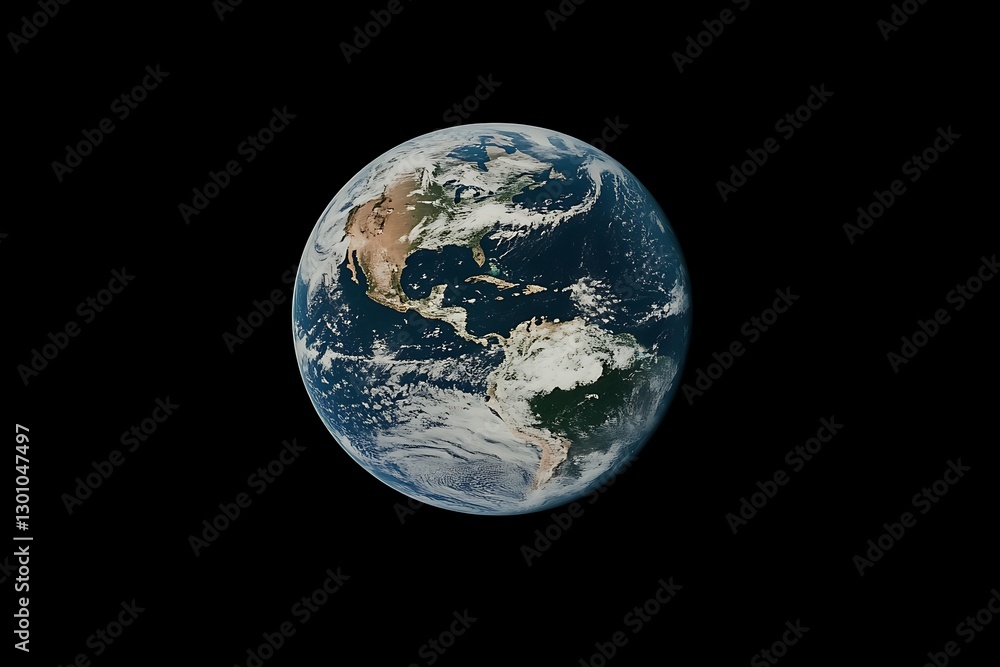Earth view from space showing blue planet in dark background Earth view from space showing blue planet in dark background