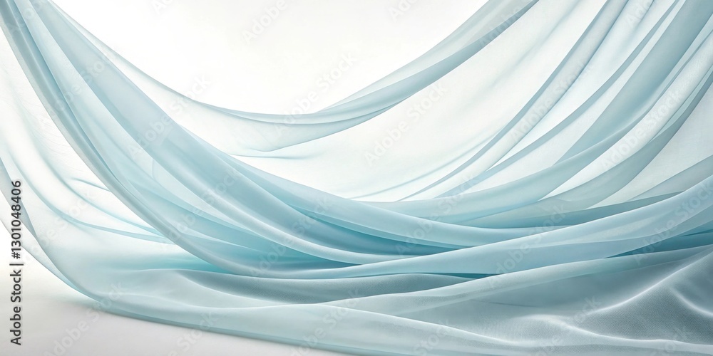 Obraz premium A soft, ethereal image of light fabric gently flowing across a white background, creating a serene and calming atmosphere
